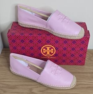 NWT Tory Burch Everly Petunia Pink Leather Espadrille Size 10